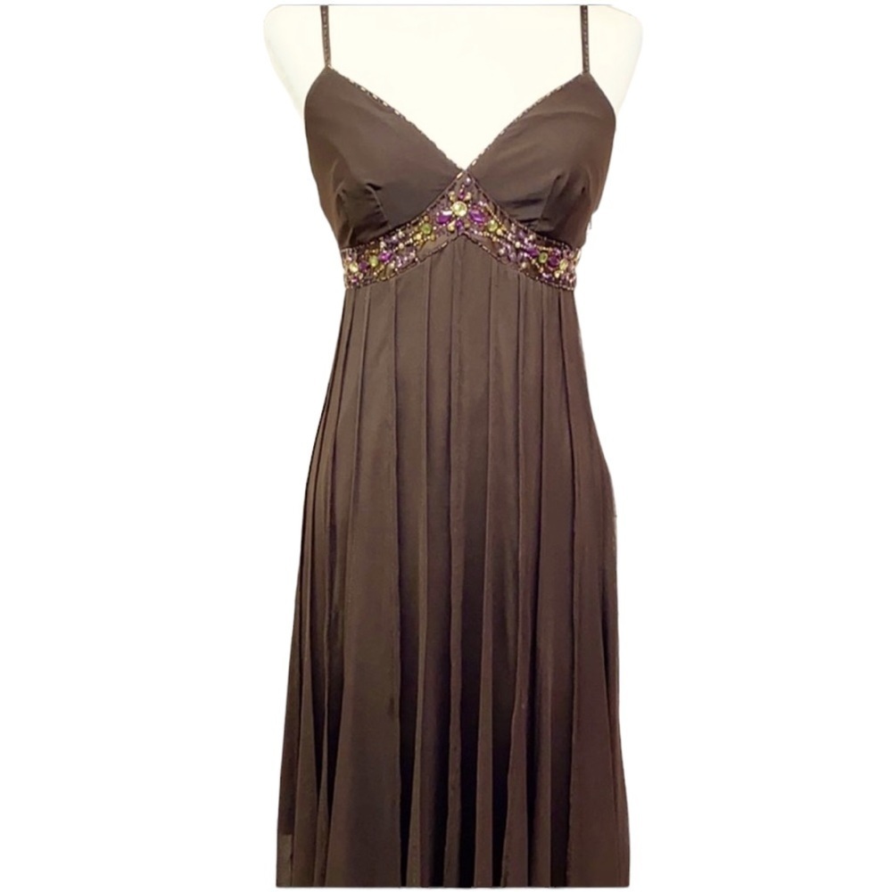 ECI Chiffon Beading Spaghetti Straps Full Skirt